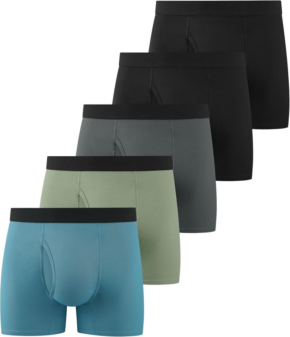 YESWEL Modal Incontinence Underwear for Men, Leakproof Boxer Briefs for Bladder Control with Fly, Light Absorption, 5 Pack (Multicolor01, X-Large)