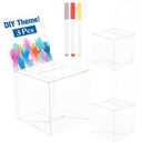 Bouiexye 3 Pack Raffle Boxes with Slot Ballot Box, Raffle Box Suggestion Boxes Donation Box for Fundraising Collecting Card Tickets and Voting Contest with Erasable Color Pens(Clear)