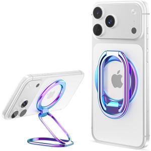 SUPERONE [2025 Upgraded] Mag Safe Phone Ring Holder, Adjustable Magnetic Kickstand & Removable Phone Grip Compatible with Wireless Charging Only for iPhone 17 & 16 & 15 & 14 & 13 Series (Colorful)