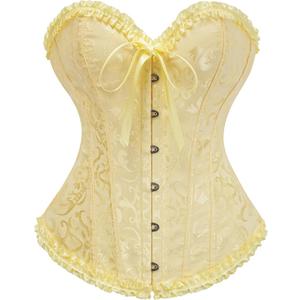 Bustier Corset Top for Women | Overbust Lace Up Waist Cincher Shapewear Lingerie (Small, Elfin Yellow)