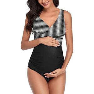 SUMMERSUNSHINE Maternity One Piece Swimwear Front Cross Pregnancy Swimsuit Bathing Suit Maternity Bikini, XL