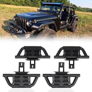 EZ Side Steps Fit for 2018-2025 Jeep Wrangler JL 4 Doors Running Boards 350 LBS One-Person Installation (NOT for Rock Rails)