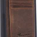 Travelambo Slim Minimalist Genuine Leather Wallet, Front Pocket RFID Blocking Wallet for Men and Women with Gift Box (Crazy Horse Brown)