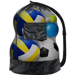 BROTOU Sports Mesh Bag Sports Equipment Bags Heavy Duty Drawstring Backpack Sport Balls Bag for Beach, Travel, Gym, Swimming Gear with Shoulder Strap