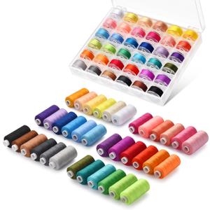 Eoehro 72pcs Sewing Thread Kit, 36 Colors, 400 Yards per Spool Polyester Thread, Prewound Bobbins, Sewing Machine Threads