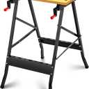 Folding Portable Workbench with Vise with Measuring Ruler and Protractor Adjustable Foldable Work Bench Multi Purpose for Garage Home DIY Carpentry