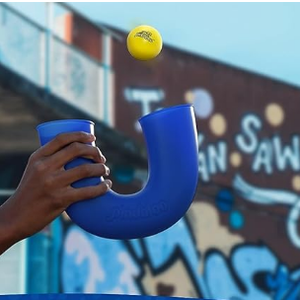 Jugloop Original Skill Game Toy with 2 Balls- Gifts for Kids and Adults Indoor & Outdoor Games, Ball Toys for Boys, Girls, & Teens - Gift Ideas, Fun Stuff, Develops Motor & Juggling Skills -Blue