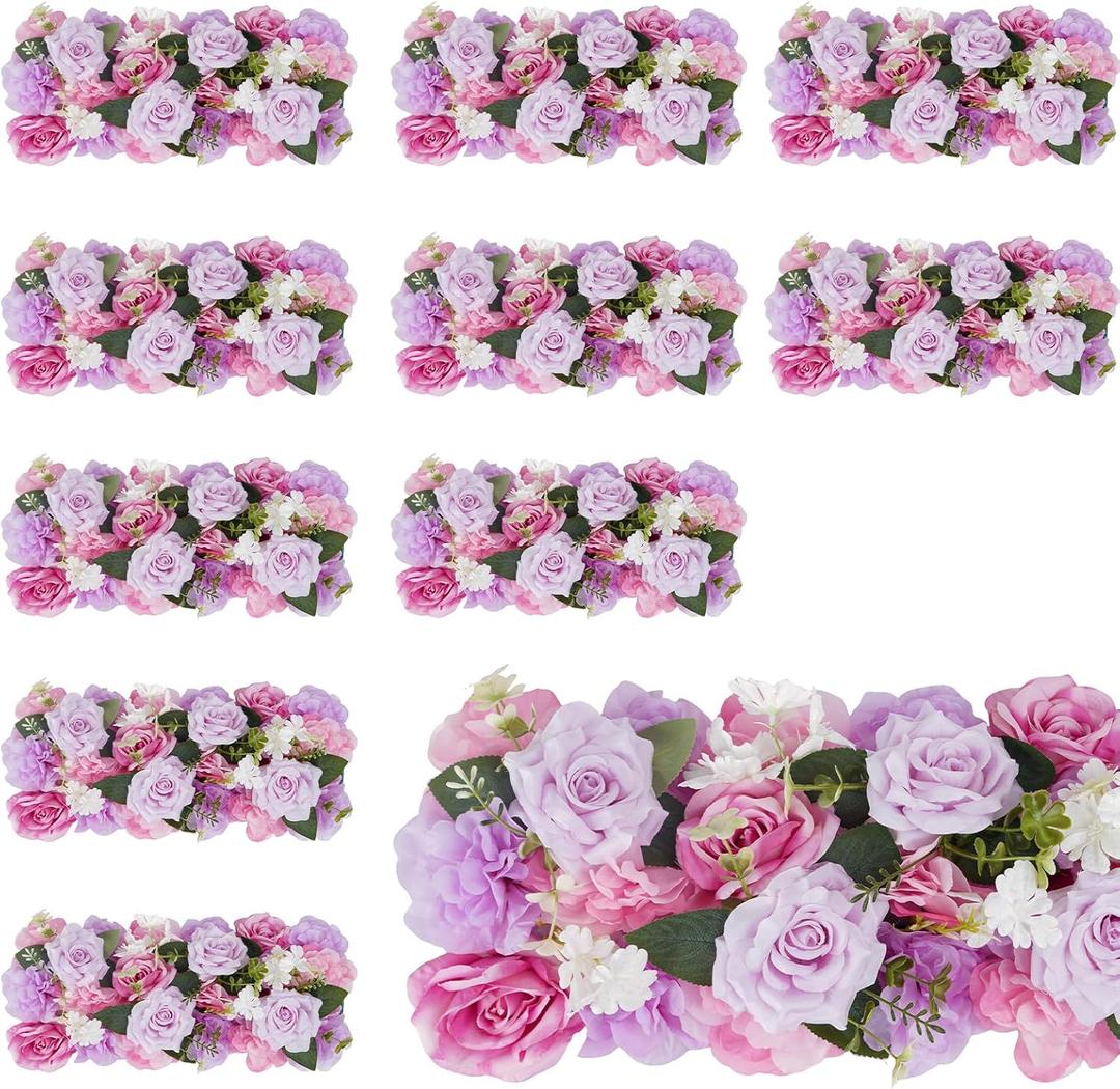Pack of 10 Wedding Arch Decorations, 20.47 inch Artificial Flower Table Centerpieces Floral Arrangement for Wall Backdrop Party Bridal Shower Event Decor - Purple&Pink