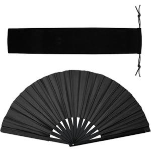 Hand Fan Clacking Fans for Line Dancing, Foldable Chinese Style Crafts Rave Folding Charming Retro Style Large Black for Women Party Performance Dance