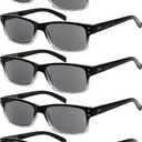 Eyekepper 5 Pack Reading Glasses for Men Spring Hinges Classic Readers (5pcs All Grey Lens)
