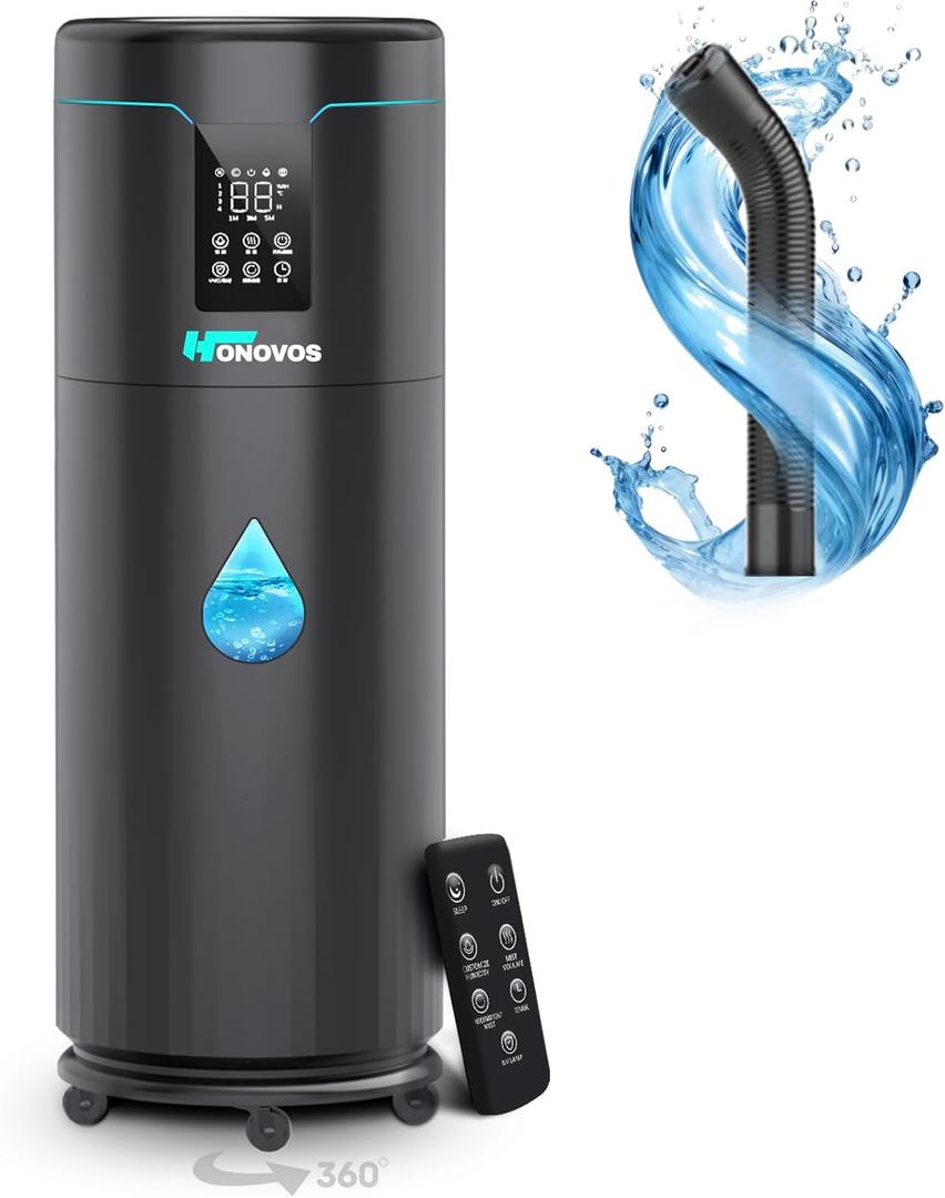 Humidifiers for Large Room Home Bedroom 2000 sq.ft. 17L/4.5Gal Large Humidifier with Extension Tube & 4 Speed Mist,Top Fill Wholehouse Humidifier with 360Nozzle for Plant Commercial Greenhouse(Black) (Black)