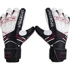 Sportout Youth&Adult Goalie Goalkeeper Gloves,Strong Grip for The Toughest Saves, with Finger Protect & 4+3MM Latex to Give Splendid Protection to Prevent Injuries (7, Black)