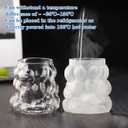 2 Pcs Grape Shape Glass Cups with Bamboo lids and Straws, 12 oz Drinking Glasses Set, Coffee Cups for Water, Tea, Juice, Milk, Beverage, Beer, Cocktails and More