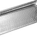 Monarch Abode Hand Hammered Metal Serving Tray, 10-Inch Nickel Finish – Rectangle Serving Platter, Small Serving Tray for Party, Fruit Platter, Dessert Trays, Serving Dishes
