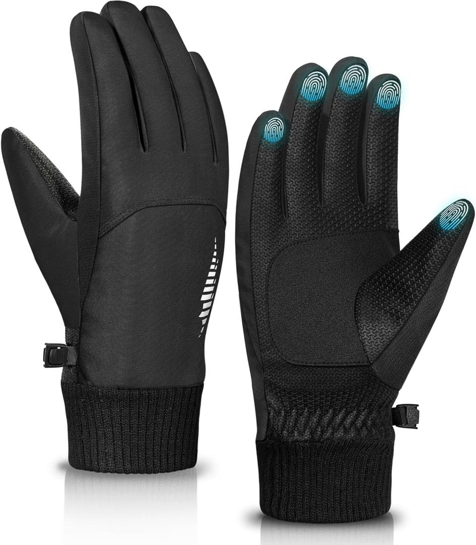rivmount Snow Winter Gloves with Waterproof/Touchscreen/Thermal Warm, Glove for Cold Weather Running, Cycling, Ski, Women Men (XX-Large, Black)