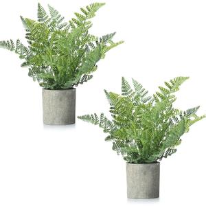 FAVOWREATH 2 Pack Small Fake Plants Potted Artificial Plants Indoor for Home Decor Office Room Farmhouse Indoor Table Bathroom Decor (Green)
