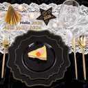 COLOSUS 60pcs Black and Gold Plastic Plates Set, Gold Black Party Plates, 30pcs Dinner Plates and 30pcs Salad/Dessert Plates for Wedding, Party, Anniversary, Daily Use