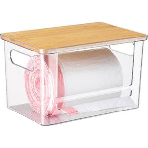 ALOCEO 4 Pcs Extra Large Trash Bag Dispenser & Laundry Containers, Wall Mounted Clear Laundry Pods Container Dryer Sheet Holder with Lids for Laundry Room Organization and Storage