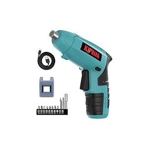 Small 4V Electric Screwdriver,Kiprim ES3 Cordless Screwdriver Tool with Rechargeable Battery,LED Front Light & Power Display Light for Home DIY Blue
