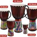 Wood Djembe Drum, 10'' x 19''Carved Mahogany African Drums with Goatskin Drumhead, West African Styled Professional Djembe Hand Drum Musical Instrument for Adults Beginners