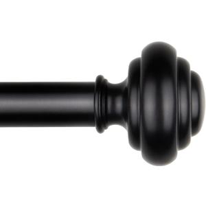 Curtain Rods for Windows 48 to 84 Inch (4-7 Feet), Black 1'' Diameter Drapery Rods with End Cap Style Design,Modern Adjustable Heavy Duty Curtain Rod, Size: 16''-88''