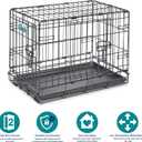 MidWest Homes for Pets 22-Inch iCrate for Extra-Small Breeds, Up to 15 lbs, Double Door Folding Dog Crate with Divider Panel, Leak-Proof Tray & Secure Latches, Portable, Durable & Easy to Assemble