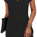 ETCYY NEW Womens Summer Dresses Mesh Hem Petal Short Sleeve Dress Floral Print Daily Sundresses with Pockets Black L