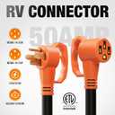 RV Extension Cord 50 FT 50 Amp NEMA 14-50P to 14-50R Heavy Duty Black
Flexible 4 Prong Heavy Duty RV Power Cord, Waterproof Cable with Grip Handle & Organizer, STW 125/250V 12500W, ETL Listed
