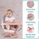 Dream On Me Munch N Go Booster Seat for Babies 636 Months, 3-in-1 Feeding, Floor & Table Seat, Adjustable 4 Heights, Lightweight Portable Design, 3-Point Safety Harness, Easy to Fold & Carry- Pink