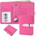 Passport Holder with Airtag for Women/Men, Airtag Passport Wallet for Travel, Cute Passport Holder Rfid Blocking, Travel Wallet for Cards Passport Cover Case (Rose)