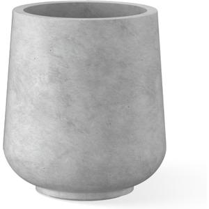 Kante 15.3" Dia Round Concrete Planter, Outdoor Indoor Large Plant Pots Containers with Drainage Hole and Rubber Plug for Home Garden Patio, Natural Concrete