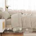 Andency Oatmeal Super King Size Comforter Set with Sheets - 7 Pieces Bed in a Bag Boho Tufted Bedding Sets Fluffy Lightweight Super King Bed Set with Comforter, Sheets, Pillowcases & Shams