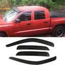 94656 Side Window Wind Deflector,4pcs Outside Mount Style Tape-On Nice Sun Rain Guards Set,Window Visor fit for 2005-2011 Dodge Dakota Quad Cab(Extended Cab)