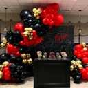 PartyWoo Red Black and Gold Balloon Arch Kit Garland 142pcs Different Sizes of 18 12 10 5 Inch Matte Black Red Metallic Gold Confetti Balloons for New Year's Eve Graduation Birthday Party Decorations