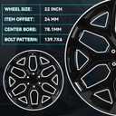 New Single 22 Inch 22x9Inch Light Black Premium Aluminum Alloy Wheel Rim Fits for Silverado 1500 Escalade Avalanche 1500 Blazer Colorado Suburban 1500, Direct Fit Replacement, 9510960