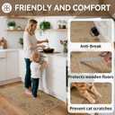 YDKGL Kitchen Mats for Floor, Super Absorbent Kitchen Rugs Non Slip Washable, Rubber Backing Soft Woven Linen Embroidery Runner Rug, Standing Mat Kitchen Sink Mat, Easy to Clean, Brown 17x47