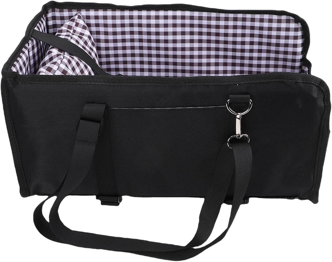 Dog Car Seat, Soft Non Slip 16.5 X 8.6 X 8.6in Elevated Console Dog Booster Car Seat Black Easy to Install Memory Foam Booster, for Pets Under 11Lbs Travel (Black)