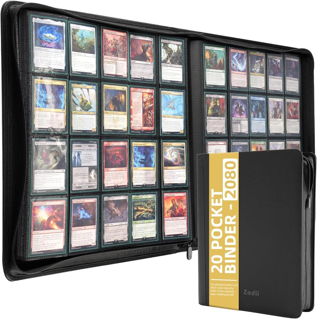 20-Pocket Zipper Binder for 2080 Standard-Sized Trading Cards, XL