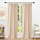 THE ART BOX Natural Gauze Blended Curtains Linen Sabsitute Energy Efficient Light Filtering Tab Top Door Window Treatment 2 Panel Drape for Livingroom (Natural, L 72" X W 42" Each Panel)