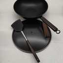 Carbon Steel Wok, 13-Inch, Pre-Seasoned, Non-Stick, with Lid and Spatula, Flat Bottom, Ideal for Stovetop Cooking