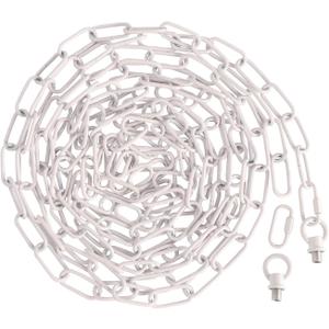 Giluta White Pendant Light Fixture Chain, Heavy Duty 19 Feet Metal Chandelier Chain Extension with Connection Locks, Hanging Chain for Fruit Basket Lantern Plant Supports to 65 lbs Maximum Weight