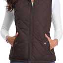 Fuinloth Women's Lightweight Warm Puffer Quilted Vest - 4-Pockets Stand Collar Zip Gilet, Fall Winter Outerwear (Black)