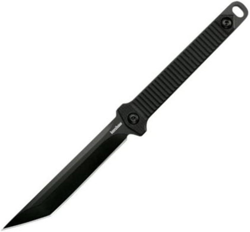 Kershaw Dune Full Tang Neck Knife (4008X) Compact 3.8 3Cr13 Stainless Steel Fixed Blade with Black-Oxide Finish, Textured Injection Molded Handle, Secure Molded Sheath and Lanyard, 2.5 oz.