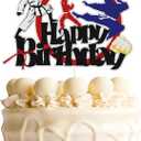 Karate Happy Birthday Cake Topper,Taekwondo Selection Kung Fu Theme Party Supplies for Boys Girls Men Women