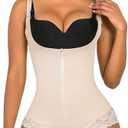 SHAPERX Women's Fajas Colombianas Shapewear Postpartum Tummy Control Body Shaper Butt Lifter Bodysuit Large, Nude 