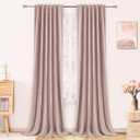 PANGSINNE Linen Total Blackout Curtains 96 Inches Long for Living Room, Back Tab Room Darkening Black Out Insulated Thermal Sliding Glass Door Curtains 2 Panel Sets 8FT Length, Dusty Blue