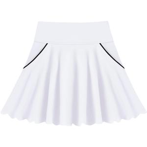 Toddler Girl Skirts with Shorts and Pockets Athletic Shorts Skirts for Girl A Line Scalloped Tennis Skater Skorts (White)
