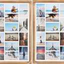 27x17 Inch Large Wood Collage Picture Frames Set of 2,14 Opening 4x6 Multiple Picture Frame with Mat,Display Photos(Carbonized Brown)