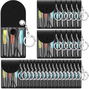 Jutom 30 Set Mini Screwdriver Keychain Set Bulk Includes 3 Mini Screwdrivers in a Portable Pouch with Snap with Hook Bulk Adult Men Employee Coworkers Gifts for Birthday Tool Party Favors Prize
