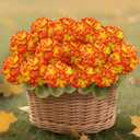 Fake Geraniums Artificial Fall Flowers for Outdoors Autumn Decoration, Look Real Faux Fall Flowers Plants for Front Door Porch Patio Yard Balcony, 8 Bundles